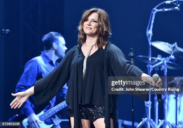 In this handout photo provided by The Country Rising Fund of The Community Foundation of Middle Tennessee, singer Martina McBride performs onstage...