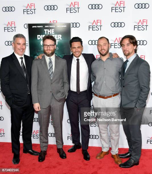 Vince Jolivette, Seth Rogen, James Franco, Evan Goldberg, and James Weaver attend the screening of "The Disaster Artist" at AFI FEST 2017 Presented...