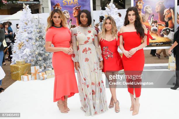 Singers Dinah Jane, Normani Kordei, Ally Brooke and Lauren Jauregui of Fifth Harmony arrive at the Premiere of Columbia Pictures' "The Star" at the...
