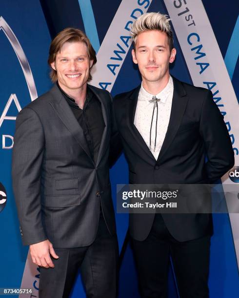 Chris Carnack and Sam Palladio attend the 51st annual CMA Awards at the Bridgestone Arena on November 8, 2017 in Nashville, Tennessee.