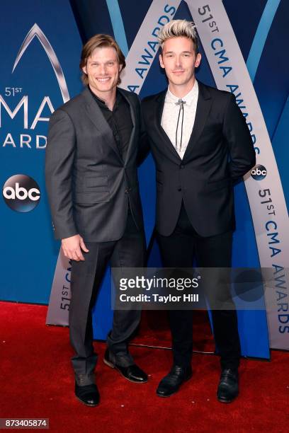 Chris Carnack and Sam Palladio attend the 51st annual CMA Awards at the Bridgestone Arena on November 8, 2017 in Nashville, Tennessee.