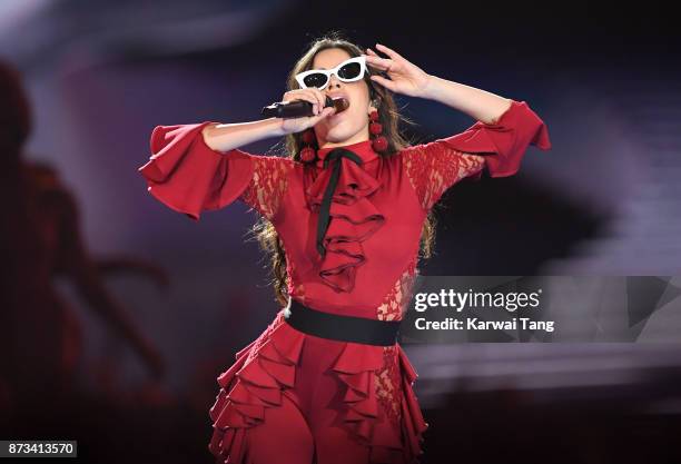 Camila Cabello performs on stage during the MTV EMAs 2017 held at The SSE Arena, Wembley on November 12, 2017 in London, England.