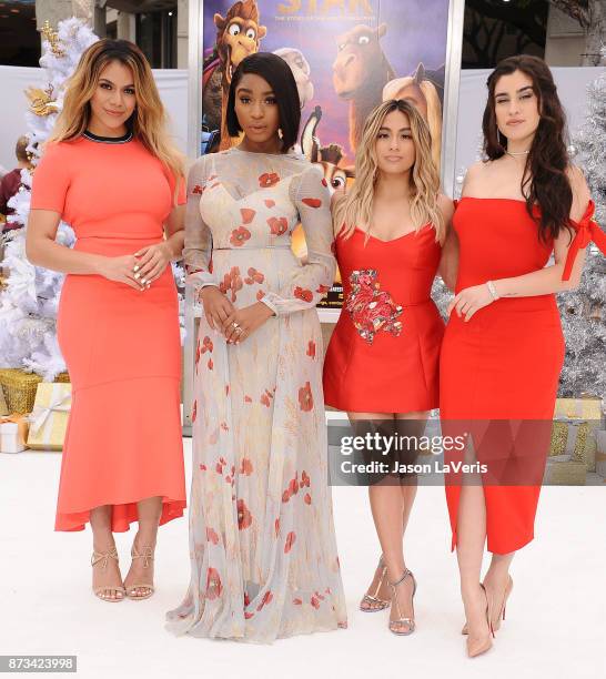 Dinah Jane, Normani Kordei, Ally Brooke and Lauren Jauregui of Fifth Harmony attend the premiere of "The Star" at Regency Village Theatre on November...