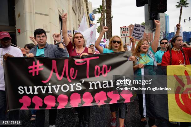 Participants seen at Take Back The Workplace March And #MeToo Survivors March & Rally on November 12, 2017 in Hollywood, California.