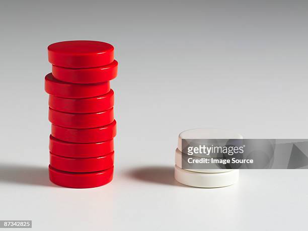 stack of gambling chips - checkers game ストックフォトと画像