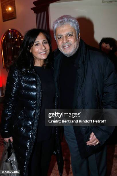 Enrico Macias and his daughter Jocya Ghrenassia attend "Depardieu Chante Barbara" at "Le Cirque D'Hiver" on November 11, 2017 in Paris, France.