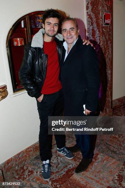 Actor Antoine Dulery and his son Raphael attend "Depardieu Chante Barbara" at "Le Cirque D'Hiver" on November 11, 2017 in Paris, France.