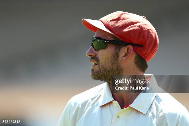 Chadd Sayers of South Australia looks on while fielding during day one of the Sheffield Shield match between Western Australia and South Australia at...