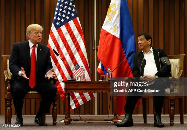 Philippine President Rodrigo Duterte and US President Donald Trump hold a bilateral meeting on the sidelines of the 31st Association of Southeast...