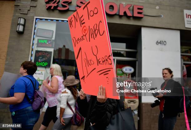 Participants seen at the Take Back The Workplace March and #MeToo Survivors March & Rally on November 12, 2017 in Hollywood, California.