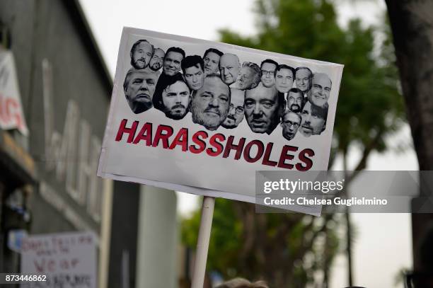 Sign seen at the Take Back The Workplace March and #MeToo Survivors March & Rally on November 12, 2017 in Hollywood, California.