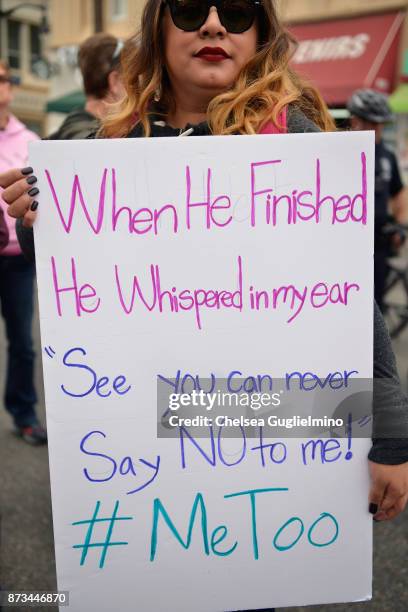 Participant seen at Take Back The Workplace March And #MeToo Survivors March & Rally on November 12, 2017 in Hollywood, California.