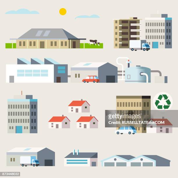 assorted buildings - plant stock illustrations