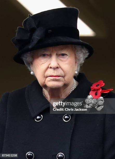 Queen Elizabeth II during the annual Remembrance Sunday memorial on November 12, 2017 in London, England. The Prince of Wales, senior politicians,...