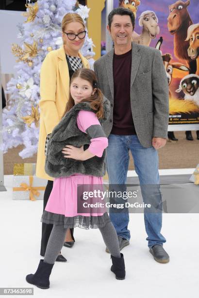 Lou Diamond Phillips, Yvonne Boismier Phillips and Indigo Sanara Phillips arrive at the premiere of Columbia Pictures' "The Star" at Regency Village...