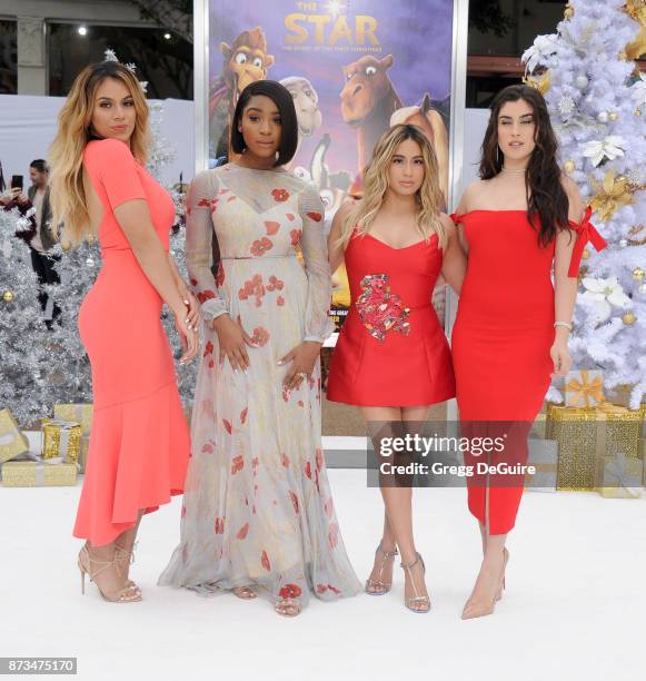 Singers Dinah Jane, Normani Kordei, Ally Brooke and Lauren Jauregui of Fifth Harmony arrive at the premiere of Columbia Pictures' "The Star" at...