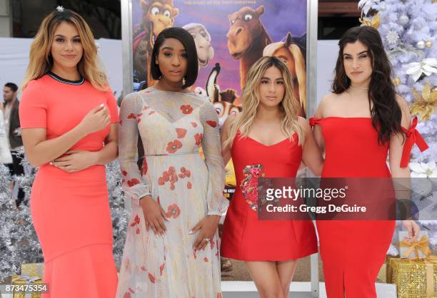 Singers Dinah Jane, Normani Kordei, Ally Brooke and Lauren Jauregui of Fifth Harmony arrive at the premiere of Columbia Pictures' "The Star" at...