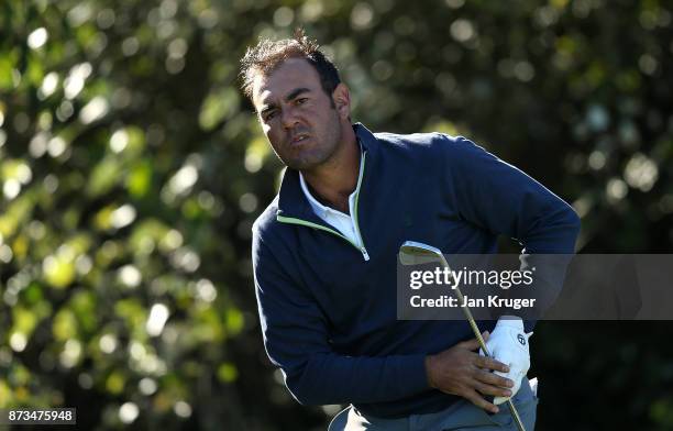 Hugo Leon of Chile in action during the second round of the European Tour Qualifying School Final Stage at Lumine Golf Club on November 12, 2017 in...