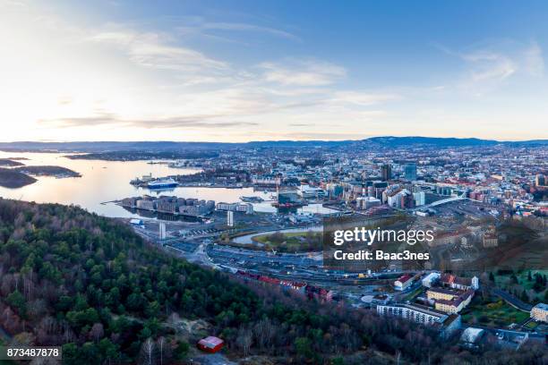 oslo city seen from the air - oslo city life stock pictures, royalty-free photos & images