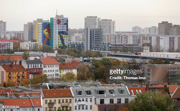 Berlin, Germany Cityscape of Berlin. View from south on houses in Berlin Lichtenberg on October 21, 2017 in Berlin, Germany.
