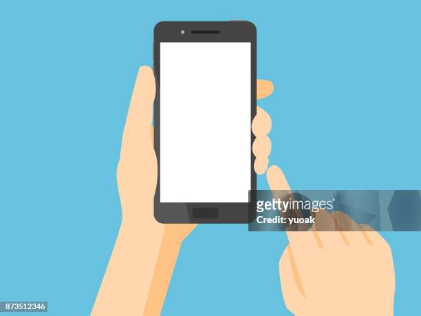 illustrazioni stock, clip art, cartoni animati e icone di tendenza di smartphone con schermo bianco vuoto - dispositivo informatico portatile