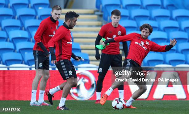 Wales' Joe Allen during a training session at the Cardiff City Stadium, Cardiff.