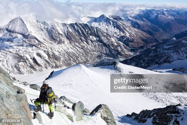 mountain climber at grossglockner, austrian alps - glacier pasterze stock pictures, royalty-free photos & images