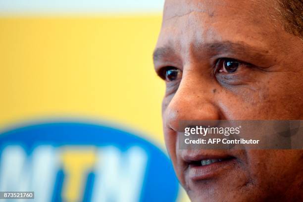 South Africa's national rugby union team head coach Allister Coetzee attends a press conference on November 13, 2017 in Paris, five days ahead of the...