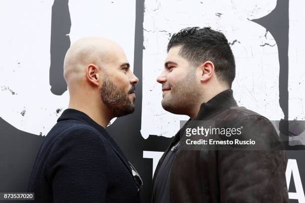 Marco D'Amore and Salvatore Esposito attend the 'Gomorra' photocall at Ex Dogana on November 13, 2017 in Rome, Italy.