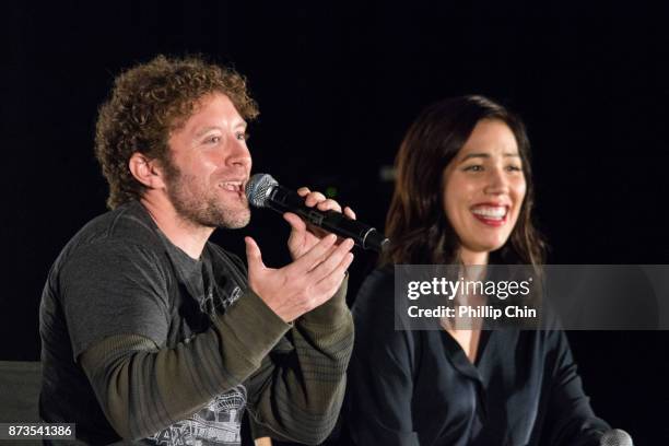 Actors T.J. Thyne and Michaela Conlin attend the 'Bones" Q&A for Fan Expo Vancouver in the Vancouver Convention Centre on November 12, 2017 in...