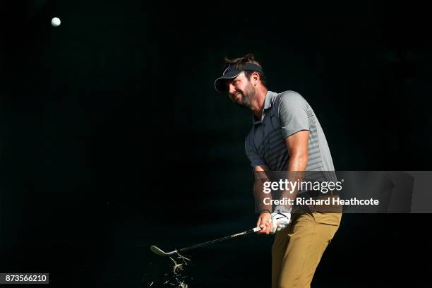 Scott Jamieson of Scotland chips onto the 18th green during the final round of the 2017 Nedbank Golf Challenge at Gary Player CC on November 12, 2017...