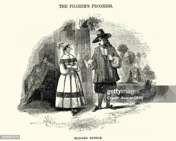 pilgrim's progress - madame bubble - pilgrim costume stock illustrations