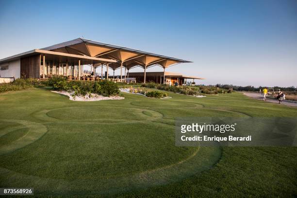 View of the clubhouse during the second round of the PGA TOUR Latinoamerica 64 Aberto do Brasil at the Olympic Golf Course on October 13, 2017 in Rio...