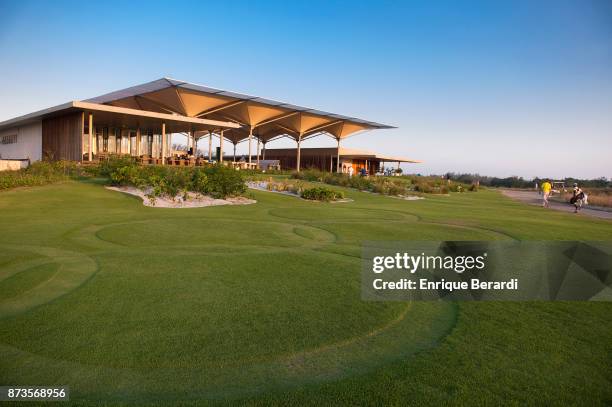 View of the clubhouse during the second round of the PGA TOUR Latinoamerica 64 Aberto do Brasil at the Olympic Golf Course on October 13, 2017 in Rio...