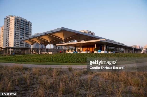 View of the clubhouse during the second round of the PGA TOUR Latinoamerica 64 Aberto do Brasil at the Olympic Golf Course on October 13, 2017 in Rio...