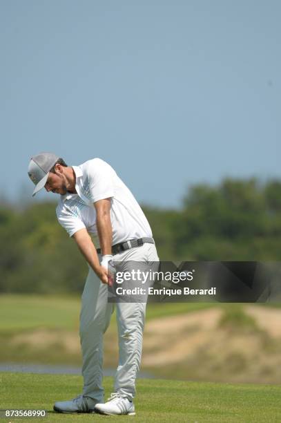 Oscar Fraustro of Mexico tees off on the sixth hole during the third round of the PGA TOUR Latinoamerica 64 Aberto do Brasil at the Olympic Golf...