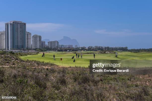 Course scenic of the first hole during the third round of the PGA TOUR Latinoamerica 64 Aberto do Brasil at the Olympic Golf Course on October 14,...