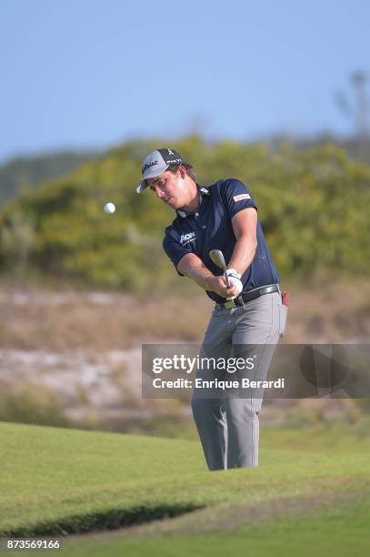 Rodolfo Cazaubon of Mexico chips onto the 16th hole during the third round of the PGA TOUR Latinoamerica 64 Aberto do Brasil at the Olympic Golf...