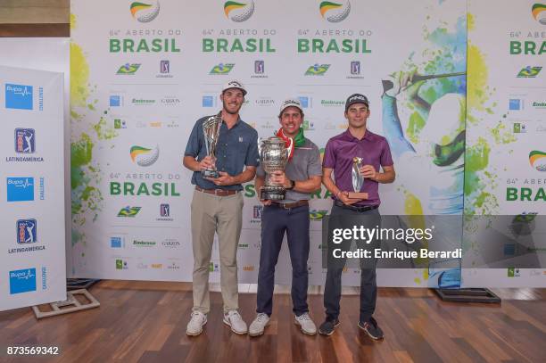 Tee-K Kelly, Rodolfo Cazaubon and Joaquin Niemann during the final round of the PGA TOUR Latinoamerica 64 Aberto do Brasil at the Olympic Golf Course...