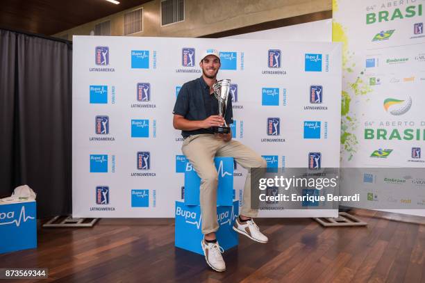 Tee-K Kelly of the United States during the final round of the PGA TOUR Latinoamerica 64 Aberto do Brasil at the Olympic Golf Course on October 15,...