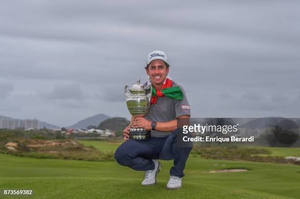 Rodolfo Cazaubon of Mexico during the final round of the PGA TOUR Latinoamerica 64 Aberto do Brasil at the Olympic Golf Course on October 15, 2017 in...