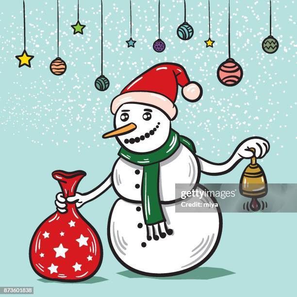 santa snowman - christmas - vector illustration - bell curve stock illustrations