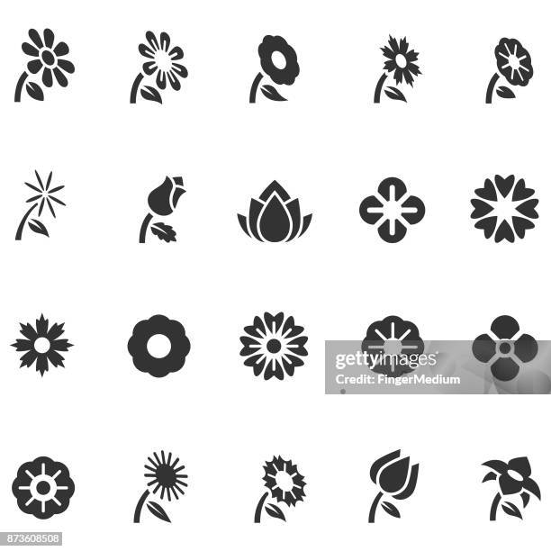 flower icon set - motif floral stock illustrations