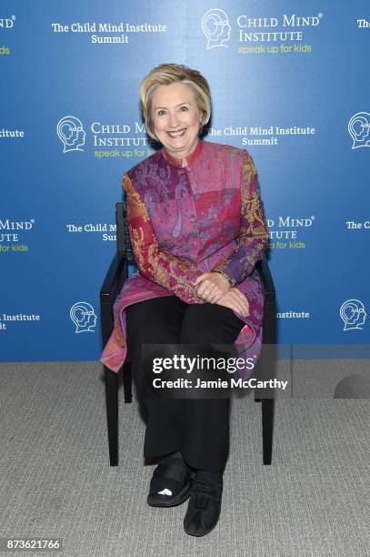 Former US Secretary of State Hillary Rodham Clinton speaks onstage during The Child Mind Institute Summit: The State of Child & Adolescent Mental...