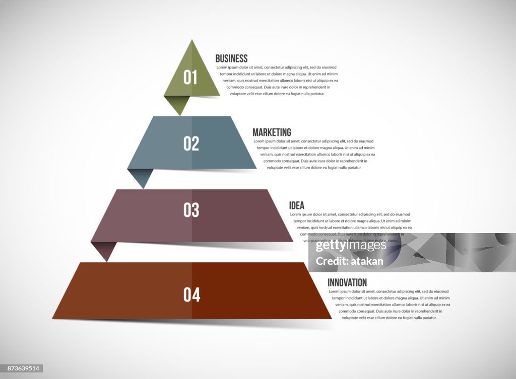 Vektor-Pyramide Diagrammvorlagen für Infografiken mit 4 Optionen