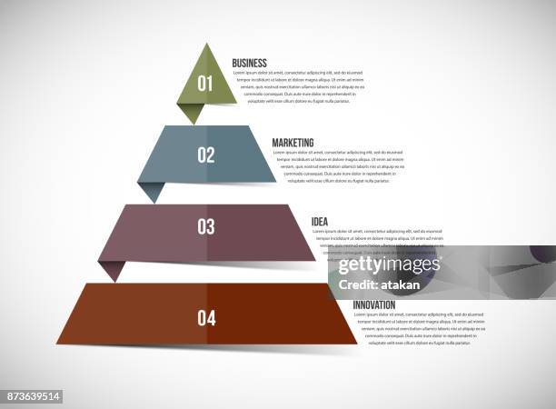 vector pyramid chart templates for infographics with 4 options - decisive action stock illustrations