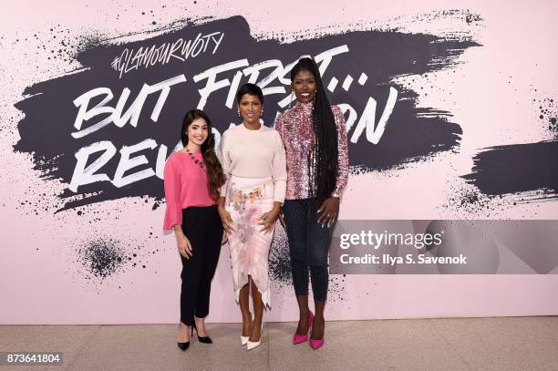 Payal Kadakia, Tamron Hall and Bozoma Saint John pose during Glamour Celebrates 2017 Women Of The Year Live Summit at Brooklyn Museum on November 13,...