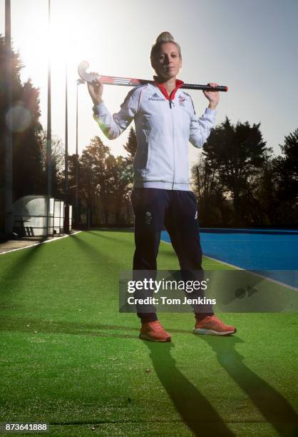 Alex Danson who was part of the Great Britain womens hockey team that won Olympic gold in Rio poses for a portrait at the national training centre at...