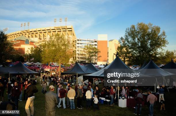 tailgating near the stadium - college football tailgate stock pictures, royalty-free photos & images