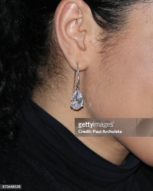 Singer Jordin Sparks ,Jewelry Detail, attends the California Christmas At The Grove at the Grove on November 12, 2017 in Los Angeles, California.